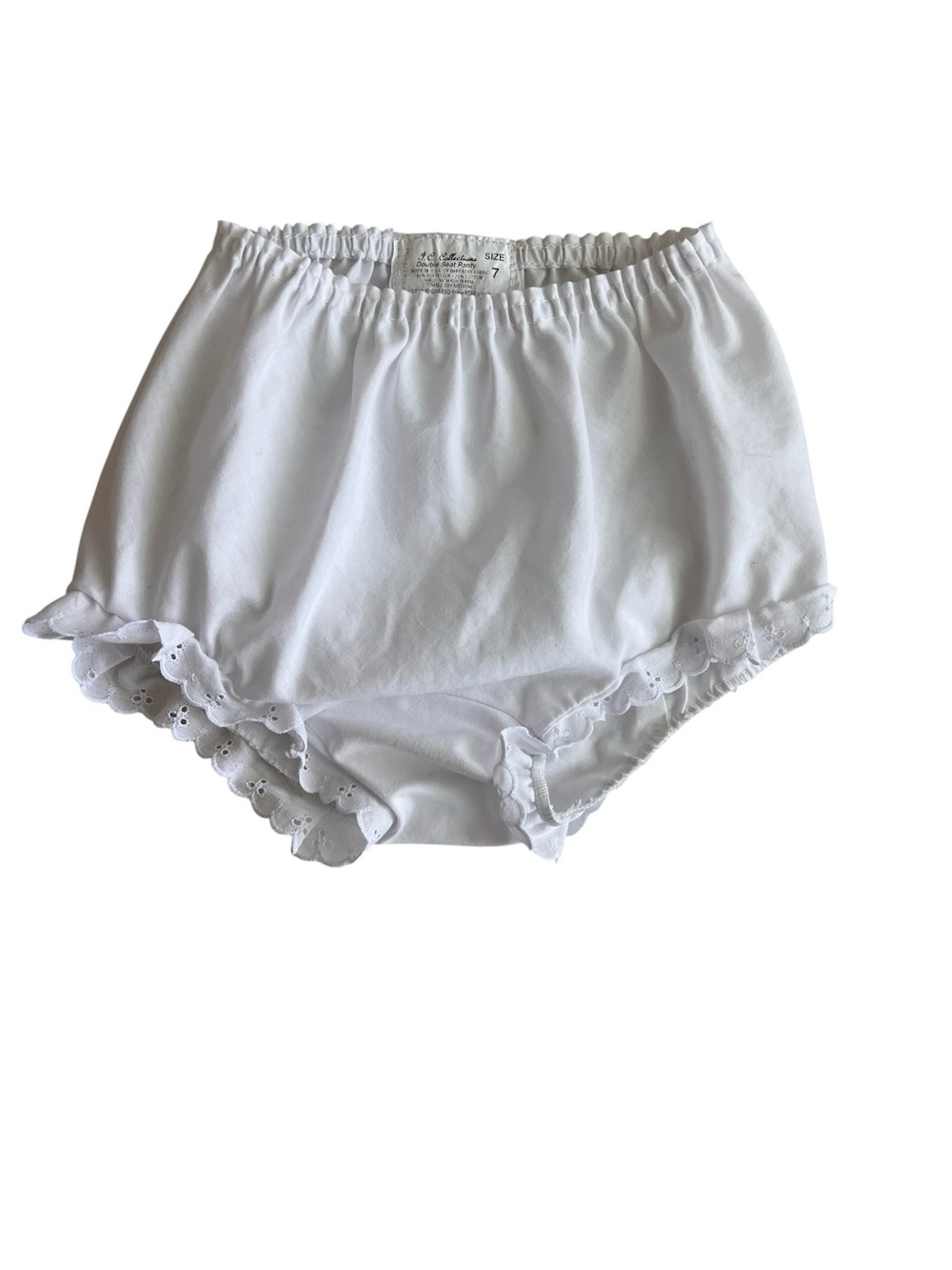 JC Collections Girls Size 7 White Double Seat Ruffle Bloomers Pettipants